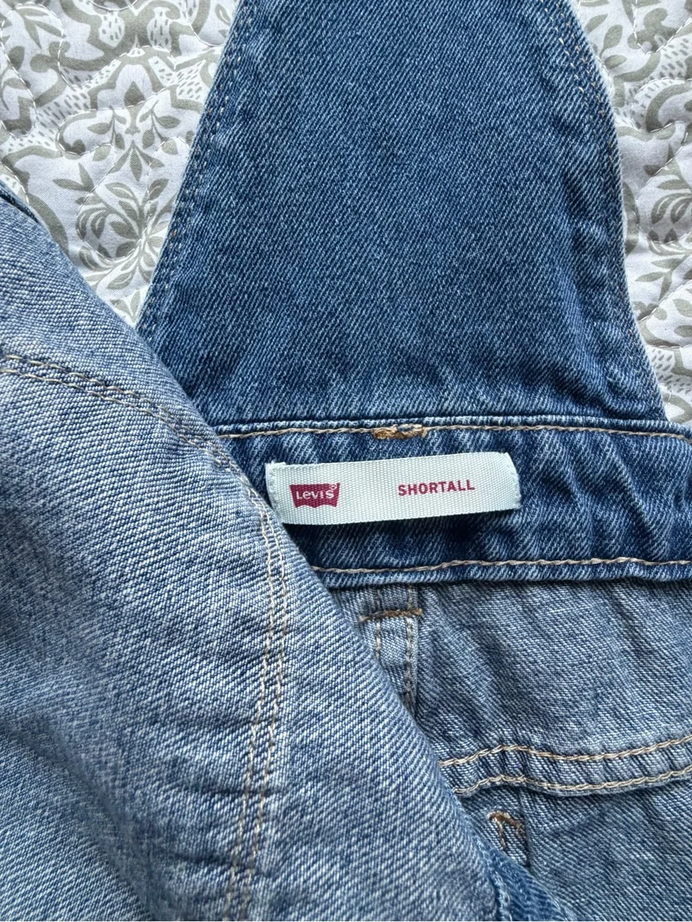 Levi's Blue Denim Shortall Overall Shorts Button‎ Adjustable Straps Pockets 12